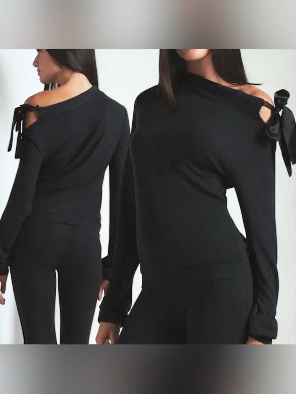 🖤 SKIMS Cloud Off The Shoulder Long Sleeve Top | Onyx | S | NWT 🏷️